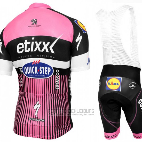 2016 Fahrradbekleidung Etixx Quick Step Rosa und Shwarz Trikot Kurzarm und Tragerhose